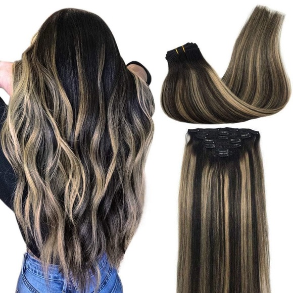 Clip in Hair Extensions Real Human Hair, Remy Human Hair...